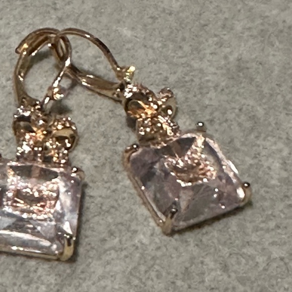 Gold and Silver Crystal Crown Earrings. Cat earrings. - Picture 3 of 7